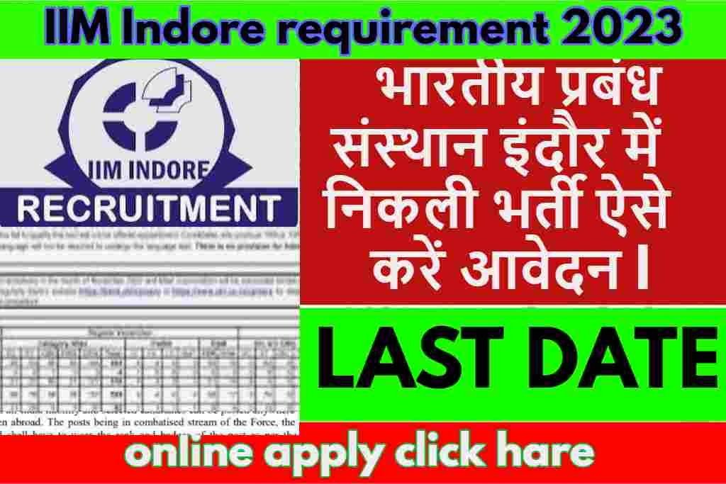 IIM Indore requirement 2023 भारतीय प्रबंध संस्थान इंदौर मैं निकली भर्ती ऐसे करें आवेदन l